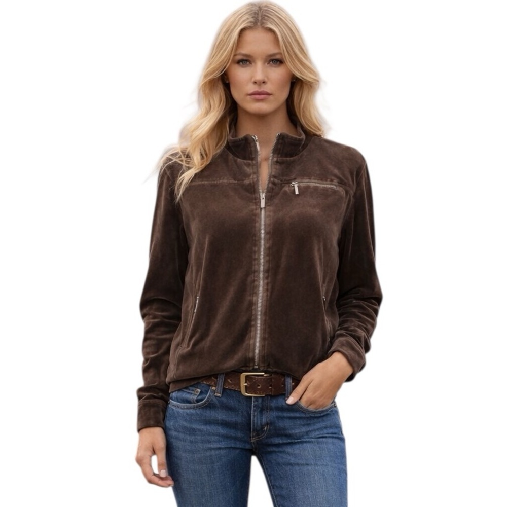 Vintage Lauren Ralph Lauren 2X Velour Jacket Top Retro Preppy